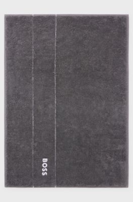 Cotton bath mat with contrast logo embroidery, Dark Grey