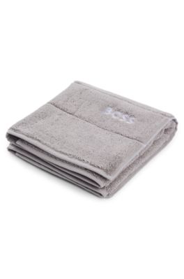 Cotton bath mat with contrast logo embroidery, Grey