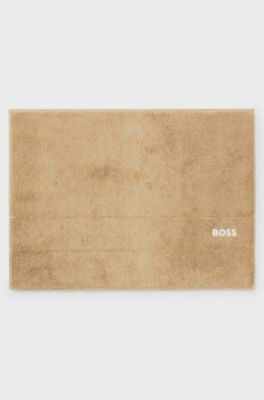 Badematte aus Baumwolle mit kontrastfarbener Logo-Stickerei, Beige