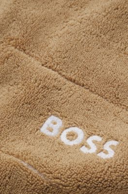 Cotton bath mat with contrast logo embroidery, Beige
