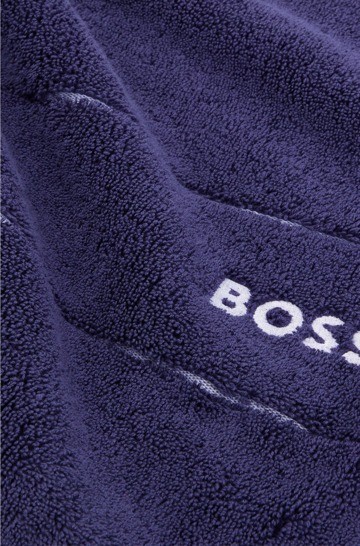 Cotton bath mat with contrast logo embroidery, Dark Blue