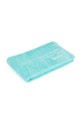 Cotton bath mat with contrast logo embroidery, Turquoise