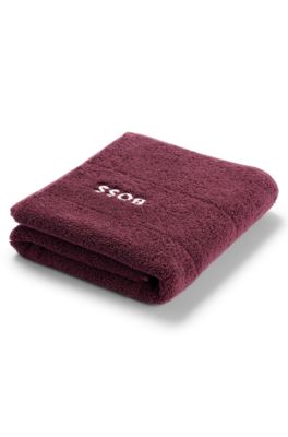Cotton bath mat with contrast logo embroidery, Dark Purple