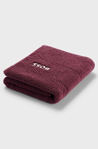 Cotton bath mat with contrast logo embroidery, Dark Purple