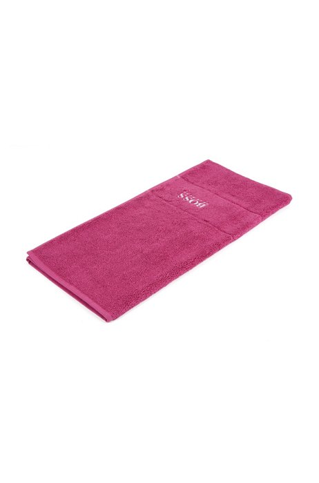 Egyptian-cotton bath mat with contrast logo, Pink