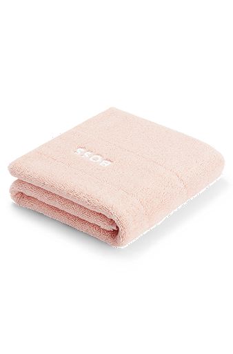 Badematte aus Baumwolle mit kontrastfarbener Logo-Stickerei, Pink
