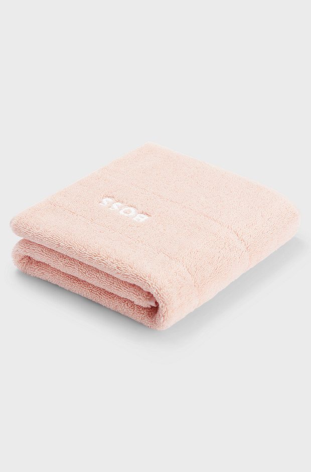 Cotton bath mat with contrast logo embroidery, Pink