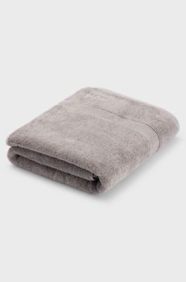 Silver cotton bath sheet with tonal embroidered logo, Silver