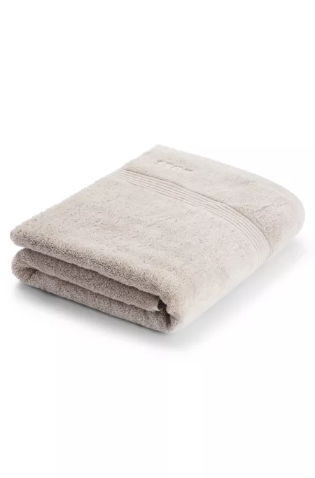 Drap de bain en coton beige de la mer Égée avec logo ton sur ton