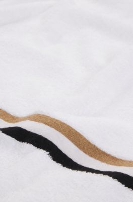 Telo da bagno in cotone con righe esclusive, Bianco