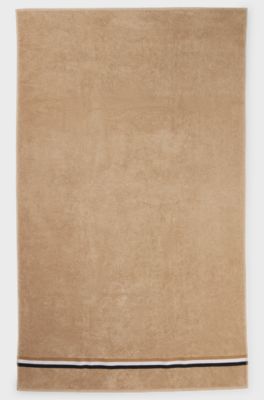 Cotton bath sheet with signature stripe, Beige