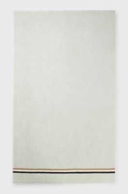 Cotton bath sheet with signature stripe, Light Green