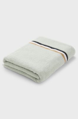 Cotton bath sheet with signature stripe, Light Green