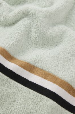 Cotton bath sheet with signature stripe, Light Green