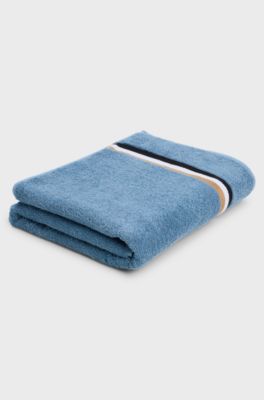 Cotton bath sheet with signature stripe, Light Blue