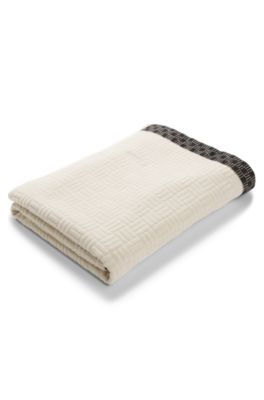 Cotton bath sheet in sculpted jacquard velvet, Light Beige