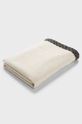 Cotton bath sheet in sculpted jacquard velvet, Light Beige