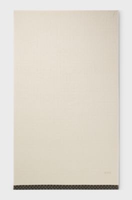 Cotton bath sheet in sculpted jacquard velvet, Light Beige