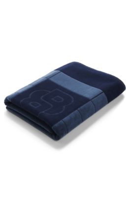 Cotton bath sheet with Double B monogram, Dark Blue