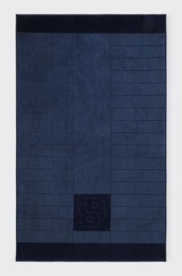Cotton bath sheet with carved Double B monogram, Dark Blue
