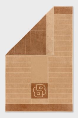Cotton bath sheet with carved Double B monogram, Light Brown