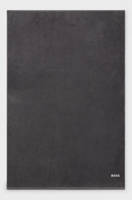Cotton bath sheet with contrast embroidered logo, Dark Grey