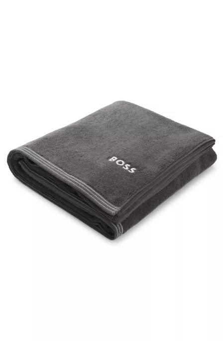 Cotton bath sheet with contrast embroidered logo