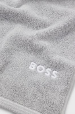 Cotton bath sheet with contrast embroidered logo, Silver