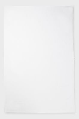 Cotton bath sheet with contrast embroidered logo, White