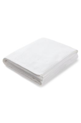 Cotton bath sheet with contrast embroidered logo, White