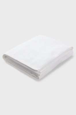 Cotton bath sheet with contrast embroidered logo, White