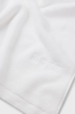 Cotton bath sheet with contrast embroidered logo, White