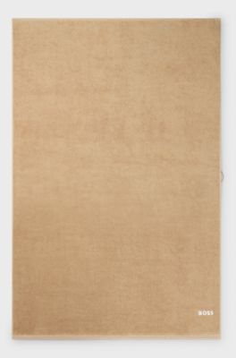 Cotton bath sheet with contrast embroidered logo, Beige