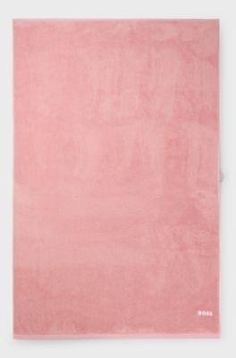 Cotton bath sheet with contrast embroidered logo, light pink
