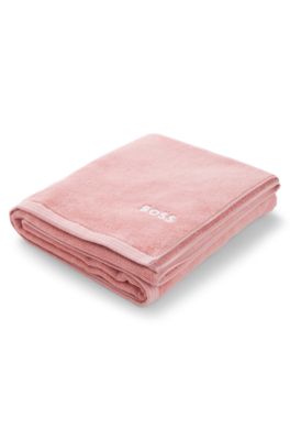 Cotton bath sheet with contrast embroidered logo, Light Pink