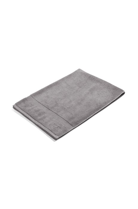 Bath towel in combed Aegean cotton with ribbed border, Silver