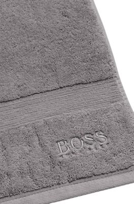 Cotton bath sheet with embroidered logo, Silver
