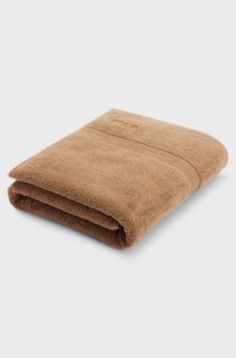 Cotton bath sheet with embroidered logo, Brown