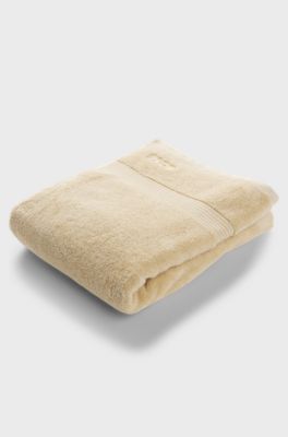 Katoenen badlaken met logostiksel, Beige
