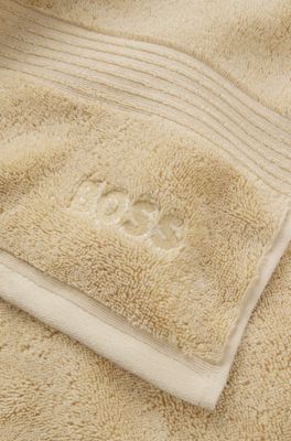 Cotton bath sheet with embroidered logo, Beige