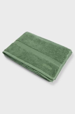 Katoenen badlaken met logostiksel, Groen