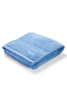 Aegean-cotton bath sheet with tonal logo, Dark Blue