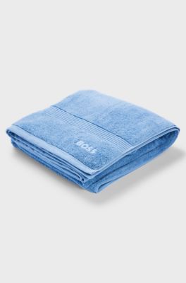 Cotton bath sheet with embroidered logo, Dark Blue