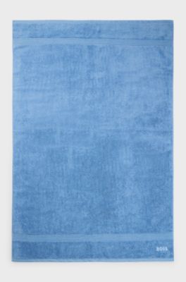 Cotton bath sheet with embroidered logo, Dark Blue