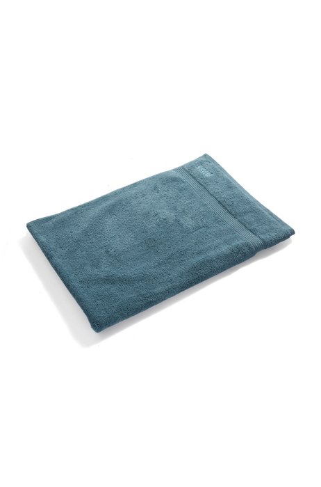 Toalla de baño extragrande con logo en algodón del Egeo, Azul