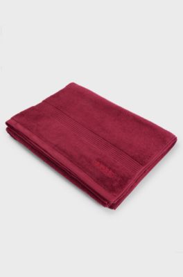 Katoenen badlaken met logostiksel, Donkerrood