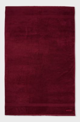 Katoenen badlaken met logostiksel, Donkerrood