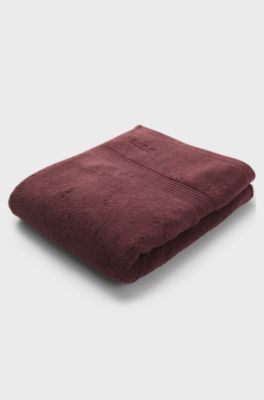 Cotton bath sheet with embroidered logo, Dark Red
