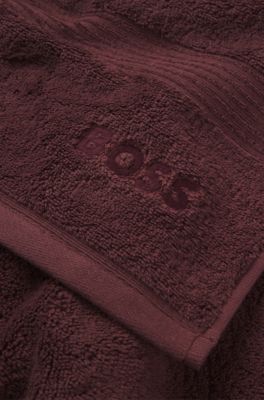 Aegean-cotton bath sheet with tonal logo, Dark Red