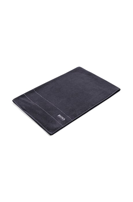 Finest Egyptian cotton bath sheet with logo border, Anthracite